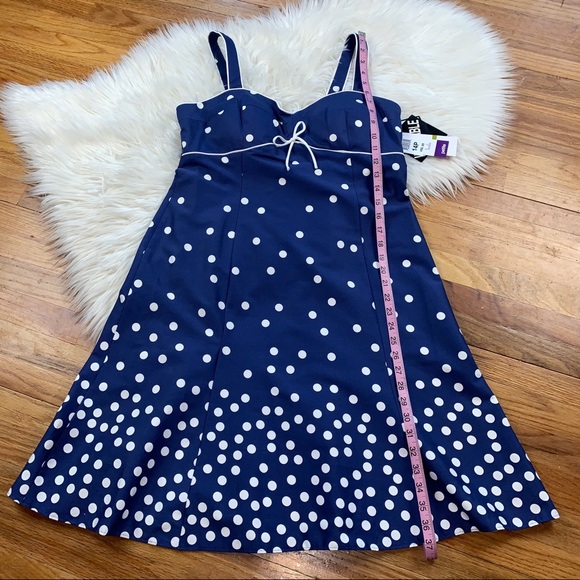 R&K Originals NWT Blue Polka Dot PETITE Sun Dress - Picture 11 of 13